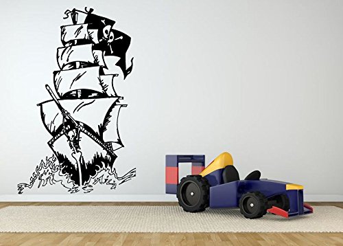 Piratenschiff 60cm hochwertige UV-beständige Aufkleber,Sticker, für Auto,Wand,Laptop,Fliesen,Bad,Badezimmer,WC, und alle glatten Flächen aus Hochleistungsfolie ohne Hintergrund, von myrockshirt