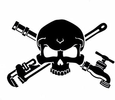 Totenkopf Klempner Gas und Wasser Skull Bones 17cm Aufkleber Sticker Autoaufkleber Wandtattoo Profi Qualität UV beständig von myrockshirt