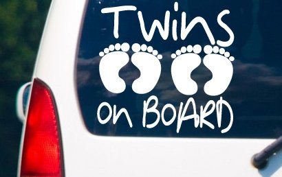 myrockshirt® Aufkleber Twins on Board Zwillinge 4 Füßchen 17 cm Autoaufkleber Auto Sticker Lack Heckscheibe Baby Bord au von myrockshirt