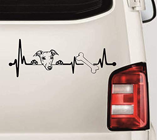 myrockshirt Herzschlag Heartbeat Greyhound Windhund Hund Hundeliebe petlove ca.25cm Aufkleber Sticker Autoaufkleber Wandtattoo von myrockshirt