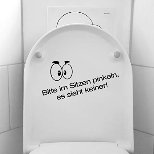 myrockshirt Lustiger Spruch Bitte im sitzen pinkeln, es Sieht keiner mit lustigen Augen 30cm Aufkleber Klo Toilette Sticker Lustig Profi-Qualität ohne Hintergrund Deko von myrockshirt