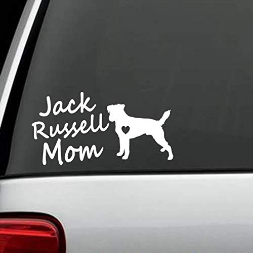 myrockshirt Niedlicher Jack Russel Terrier mit Herzchen Jack Russel Mom Hund Dog Aufkleber,Sticker,Decal,Autoaufkleber,UV&Waschan von myrockshirt