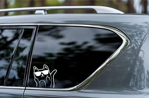 süße Katze Mittelfinger Fenster Peking Stinkefinger Aufkleber Autoaufkleber Sticker Decal von myrockshirt