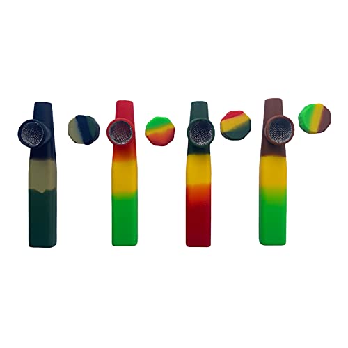 Tabakpfeife Pfeife One Hitter aus Premium Silikon Hitze beständig mit integriertem Hochwertigem Metallsieb (4 Stück Set Bunt) von mysale24.de