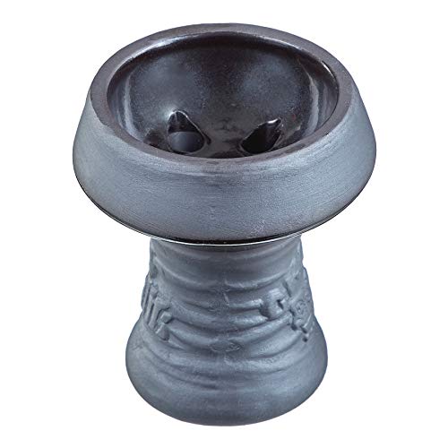 mysale24.de Shisha Steinkopf Wasserpfeifen Tabakkopf Shishakopf Handgefertigt Set Sieb Kaminkopf glasiert (Schwarz) von mysale24.de