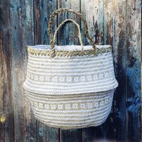 Seegras Korb Weiss Natur Boho, Aufbewahrung Interieur, Griffe, Blumenkorb, Handgeflochten Seegras Korb Weiss Natur Boho, Aufbewahrung Interieur, Griffe, Blumenkorb, Handgeflochten von myshabbycountrychic