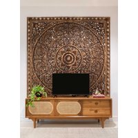 Holz König Kopfteil Geschnitzt King Large Wand Kunst Panels Teak 71" Mandala Wandkunst Size Thai 72 von mythaihome