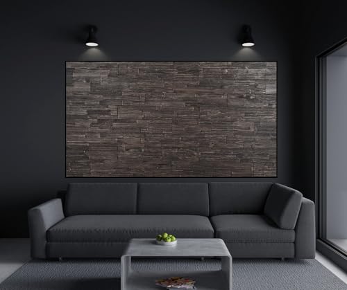 mywoodwall 3D Wandverkleidung Holz Schwarz Inkl Doppelseitiges Klebeband Anthracite Moderne Wandpaneele Selbstklebend Vintage Wohnzimmer Schlafzimmer Garderobe von mywoodwall