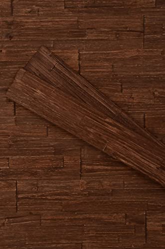 mywoodwall 3D Wandverkleidung Holz Braun Inkl Doppelseitiges Klebeband Chestnut Moderne Wandpaneele Selbstklebend Vintage Wohnzimmer Schlafzimmer Garderobe von mywoodwall