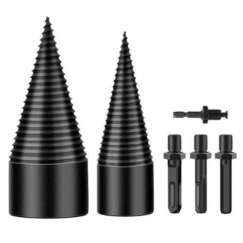 Holzspalter Bohrer Set mit 4pcs Bohrgriffe 42mm+32mm, Stahl-Kegelbohrer Hochgeschwindigkeits Spiralkegel Bohrer Set für Splitter Holzspalter mit kleinerem Durchmesser Holzspalter Bohrer Set mit 4pcs Bohrgriffe 42mm+32mm, Stahl-Kegelbohrer Hochgeschwindigkeits Spiralkegel Bohrer Set für Splitter Holzspalter mit kleinerem Durchmesser von mzoLife