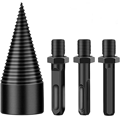 Holzspalter Bohrer Set 42mm, Spaltholzkegel Bohrkegel mit 3 Multifunktion Schaft, Stahl-Kegelbohrer Hochgeschwindigkeits Spiralkegel Bohrer für Splitter Holzspalter mit kleinerem Durchmesser Holzspalter Bohrer Set 42mm, Spaltholzkegel Bohrkegel mit 3 Multifunktion Schaft, Stahl-Kegelbohrer Hochgeschwindigkeits Spiralkegel Bohrer für Splitter Holzspalter mit kleinerem Durchmesser von mzoLife