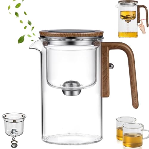 mzvoo veitron teekanne,Magic Teapot,Water Separation Glass Teapot,Water Separation Glass Teapot with Wooden Handle,Glass Teapot with Strainer,Glass Teapot with Removable Loose Tea Glass Infuser von mzvoo