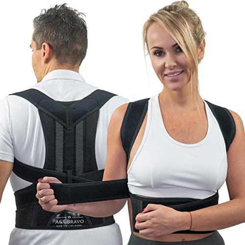 A&X Bravo Haltungskorrektur für Männer und Frauen, Schulter- und Nackenstütze, verstellbare und atmungsaktive Rückenbandage verbessert die Körperhaltung und bietet Rückenstütze – XXL von n/aa