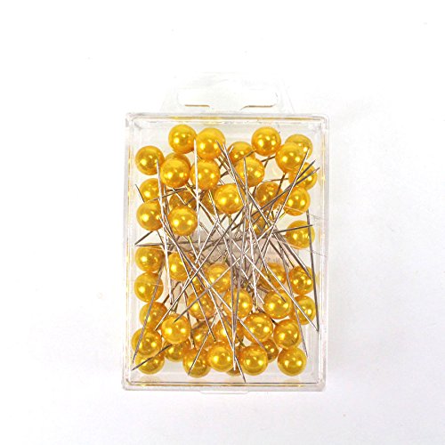 N/A 50 Perlennadeln Ø10mm 1cm L60mm Perlkopf Perlen Anstecknadeln Hochzeitsnadeln Nadeln, Farbe:gelb von n.a.