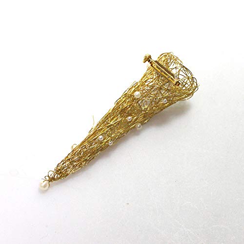 N/A Anstecker Hochzeit Gold Bräutigam Draht Tüte Anstecknadel Perlen 10,5cm Nadel, Farbe:Gold von n.a.
