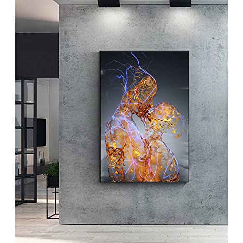 Poster Dekoration Metallpaare Statue Leinwand Kunstdruck Poster Abstrakt Gold Liebhaber Kuss Wandkunst Poster Romantische Skulptur Bilder für Wohnkultur-40x60cm Poster Dekoration Metallpaare Statue Leinwand Kunstdruck Poster Abstrakt Gold Liebhaber Kuss Wandkunst Poster Romantische Skulptur Bilder für Wohnkultur-40x60cm von nSuLiShangMao