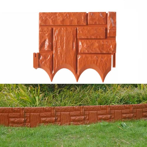nYFzsNJjwzaun Garten 6 Stück Gartenzaun Kunststein Pflanzenstützpfahl Außenlandschaftseinfassung Dekorative Grenze Garten Raseneinfassung Pflanzengrenze(Color:A,Size:26x23cm) von nYFzsNJjw