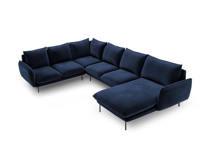 Cosmopolitan Design Ecksofa Vienna Samt links Blau Samt 330x95x235 cm NADUVI von naduvi