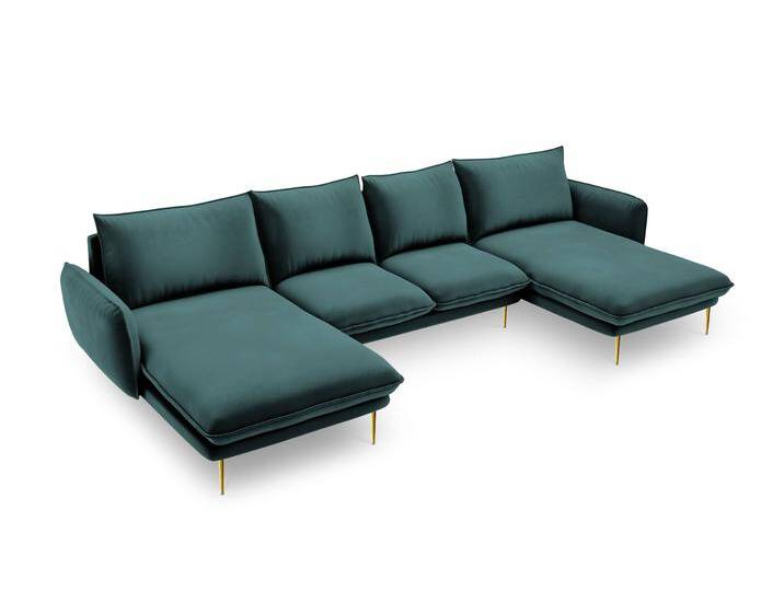 Cosmopolitan Design Ecksofa Vienna links & rechts Samt Grau Samt 350x95x170 cm NADUVI von naduvi