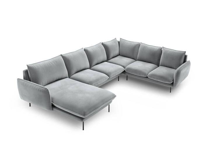 Cosmopolitan Design Ecksofa Vienna rechts Samt Grau Polyester 330x95x235 cm NADUVI von naduvi
