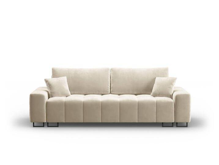 Cosmopolitan Design Wicklow Samt-Schlafsofa mit Stauraum Beige Samt 250x90x105 cm NADUVI von naduvi