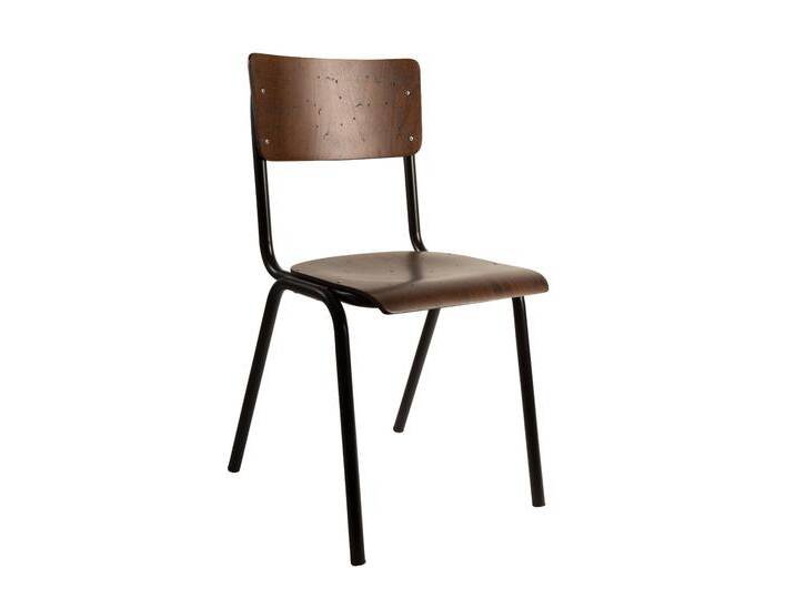 Dutchbone 4er-Set Esszimmerstühle Scuola braun Holz 43x82x49 cm NADUVI von naduvi