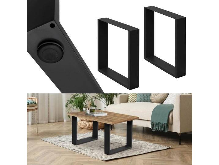 ECD Germany 2er-Set Tischbeine Nikina Schwarz Stahl 40x8x43 cm NADUVI von naduvi