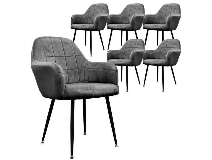 ECD Germany 6er-Set Esszimmerstühle Enna grau Mikrofaser 43x83x58 cm NADUVI ECD Germany 6er-Set Esszimmerstühle Enna grau Mikrofaser 43x83x58 cm NADUVI von naduvi