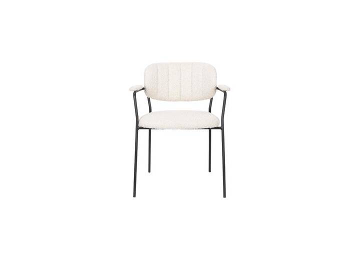 Feliz Lifestyle 2er-Set Esszimmerstühle Alina Bouclé mit Armlehnen Weiß Teddy Stoff 60x78x56 cm NADUVI von naduvi