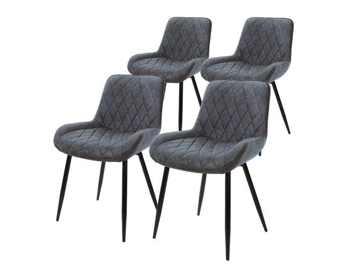 ML-Design 4er-Set Esszimmerstühle Megan grau Kunstleder 60x84x54 cm NADUVI von naduvi