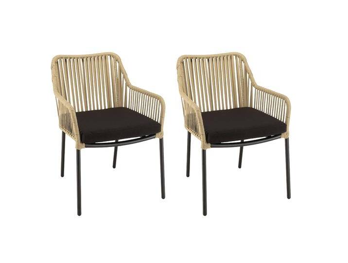 Macabane 2er-Set Gartenstühle Malou beige Plastik 55x81x62 cm NADUVI von naduvi
