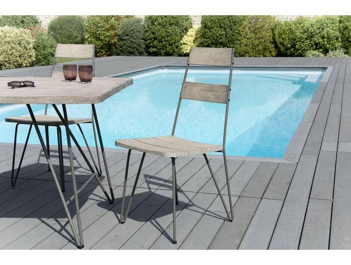 Macabane 2er-Set Gartenstühle Scandi aus Holz und Metall grau Holz 46x58x95 cm NADUVI von naduvi