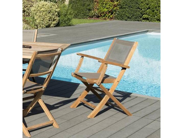 Macabane 2er-Set Klappstühle Textilene braun Holz 56x64x88 cm NADUVI von naduvi