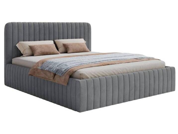 NADUVI Collection Bettgestell Destro Samt mit Stauraum 140 x 200 Grau Samt 215x153x109 cm NADUVI von naduvi