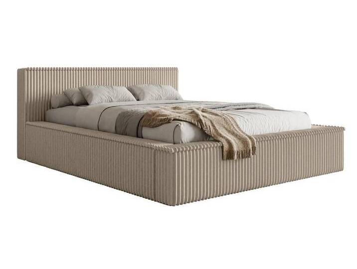NADUVI Collection Bettgestell Rafe Rippenstoff 140 x 200 cm Beige Cord 235x175x36 cm NADUVI von naduvi
