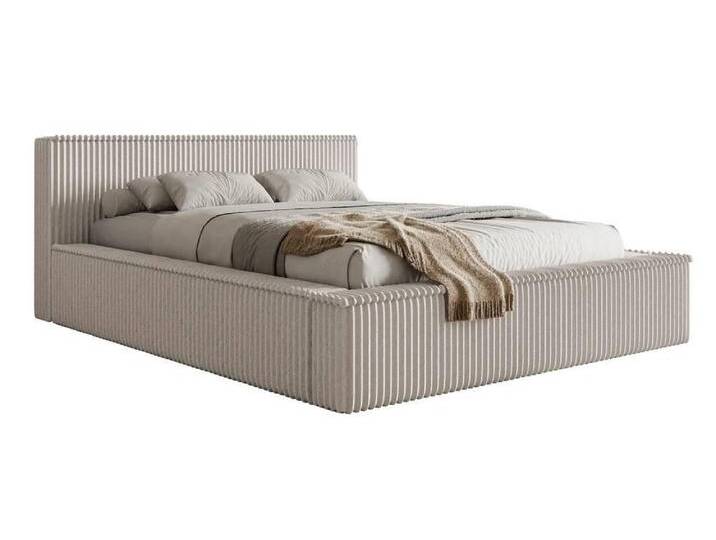 NADUVI Collection Bettgestell Rafe Rippenstoff 140 x 200 cm Beige Cord 235x175x36 cm NADUVI von naduvi