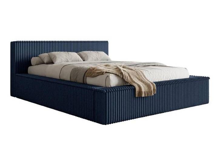 NADUVI Collection Bettgestell Rafe Rippenstoff 140 x 200 cm Blau Cord 235x175x36 cm NADUVI von naduvi