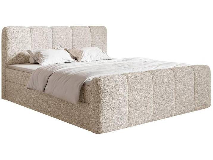 NADUVI Collection Boxspringbett Chloe 140x200 Bouclé mit Stauraum Beige Teddystoff 140x104x218 cm NADUVI von naduvi