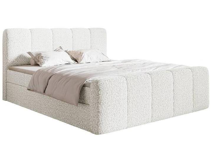 NADUVI Collection Boxspringbett Chloe 140x200 Bouclé mit Stauraum Weiß Teddystoff 140x104x218 cm NADUVI von naduvi