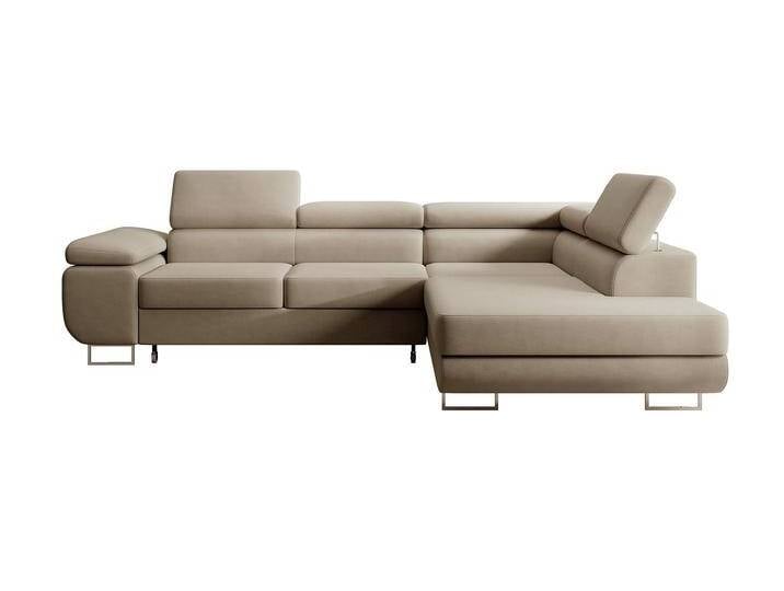 NADUVI Collection Eck-Schlafsofa Dorothy rechts Beige Polyester 275x90x203 cm NADUVI von naduvi