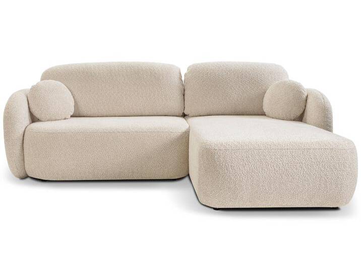 NADUVI Collection Ecksofa OLAN mit Schlaffunktion auf der rechten Seite Bouclé Weiß Polyester 248x86x174 cm NADUVI von naduvi
