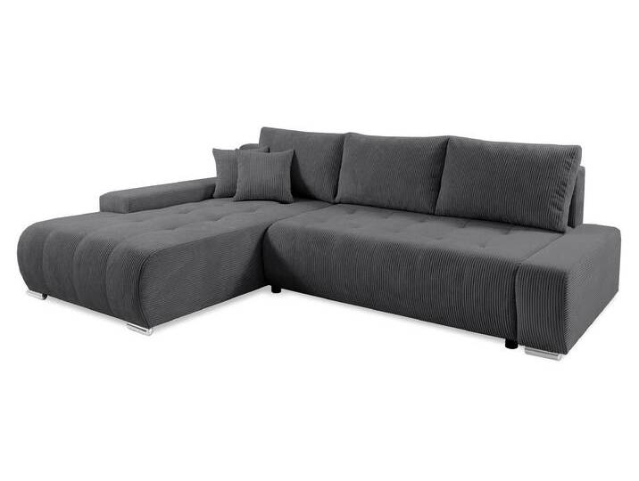 NADUVI Collection Ecksofa Olivia links Cord mit Schlaffunktion Grau Kabel 265x85x185 cm NADUVI von naduvi