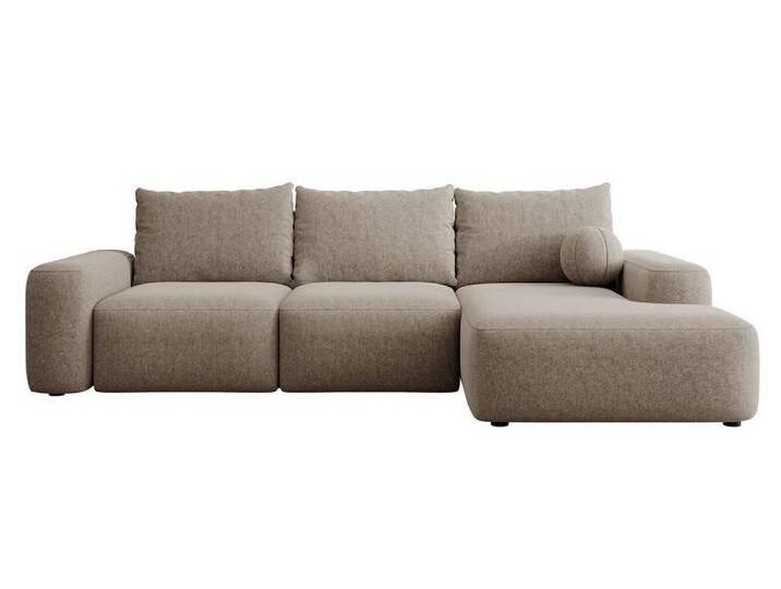 Selsey Design Ecksofa mit Schlaffunktion Calvados rechts Chenille Braun Chenille 264x82x162 cm NADUVI von naduvi