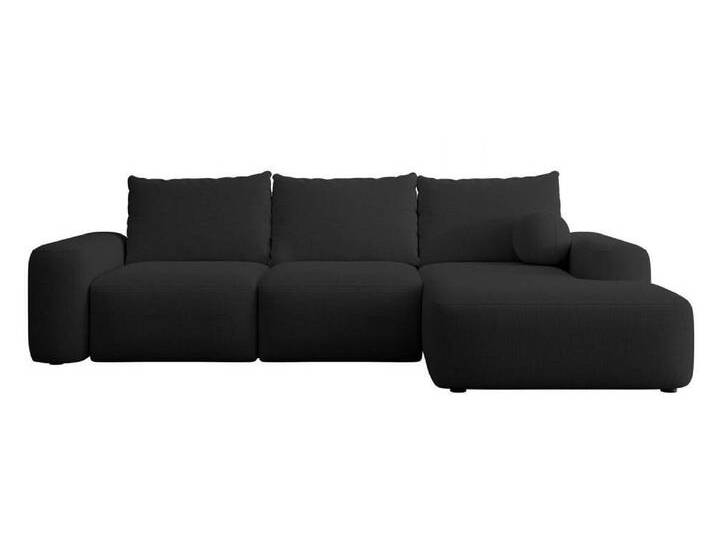 Selsey Design Ecksofa mit Schlaffunktion Calvados rechts Chenille Schwarz Chenille 264x82x162 cm NADUVI von naduvi