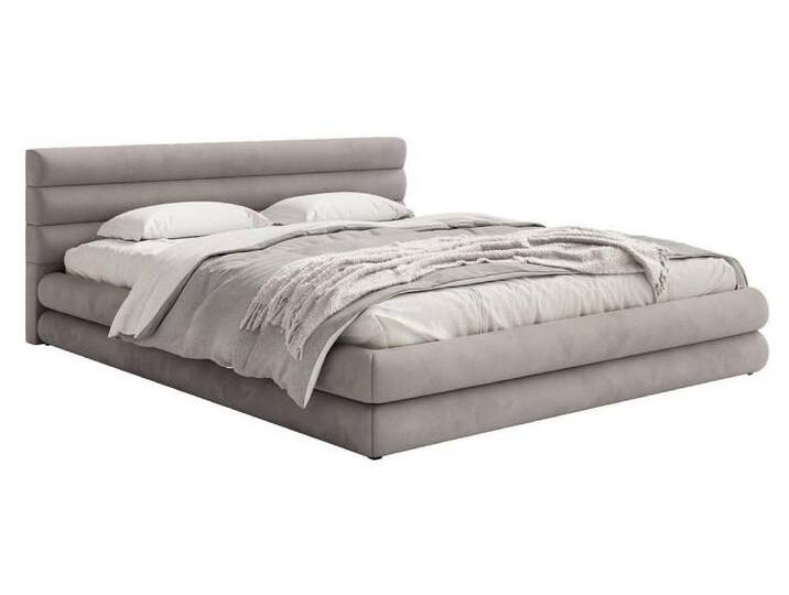 NADUVI Collection Polsterbett Alvaro Chenille 140 x 200 mit Bettkasten Grau Samt 218x160x90 cm NADUVI von naduvi