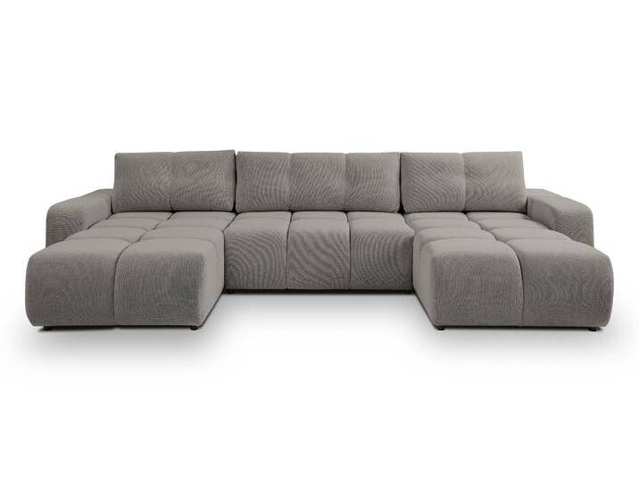 NADUVI Collection U-Bank SOLA mit Schlaffunktion symmetrischer Chenille Bouclé Grau Chenille 359x88x177 cm NADUVI von naduvi