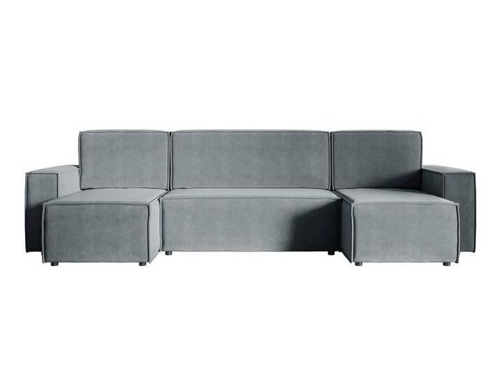 NADUVI Collection U-förmiges Sofa Crusado mit Schlaffunktion Chenille Grau Samt 316x84x141 cm NADUVI von naduvi