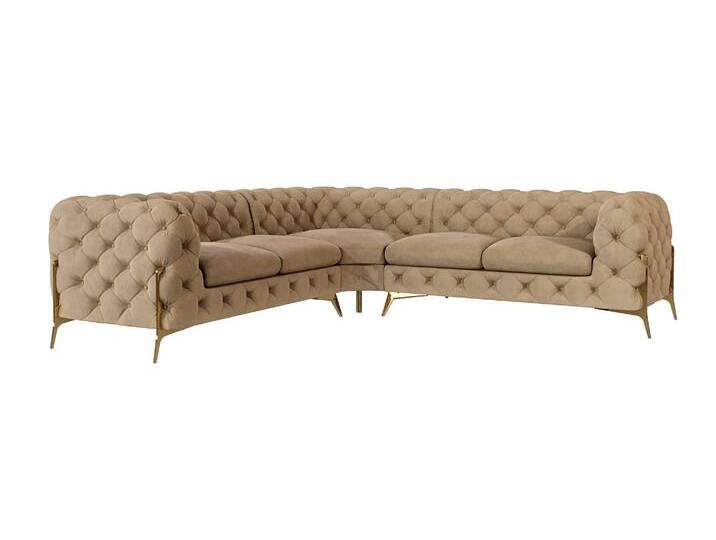 ROPEZ 4-Sitzer-Ecksofa Chelsea links Samt beige Samt 262x98x73 cm NADUVI von naduvi