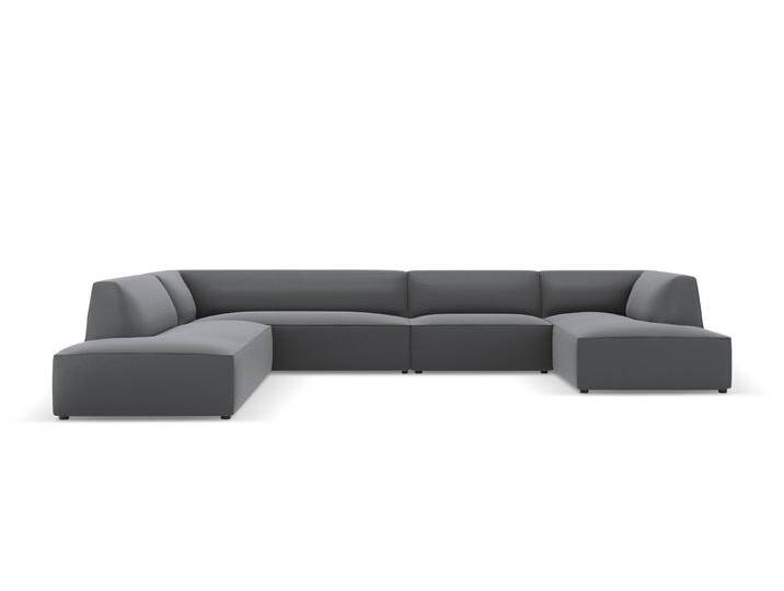 Windsor & Co 7-Sitzer-Panorama-Ecksofa Sao links Kunstleder Grau Kunstleder 366x69x273 cm NADUVI von naduvi
