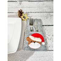 Besteckhalter | Bestecktasche Platzset Tischset Serviettenhalter Serviettentasche Für Weihnachten Aus Filz Mit Bär Besteckhalter | Bestecktasche Platzset Tischset Serviettenhalter Serviettentasche Für Weihnachten Aus Filz Mit Bär von naehdesigns